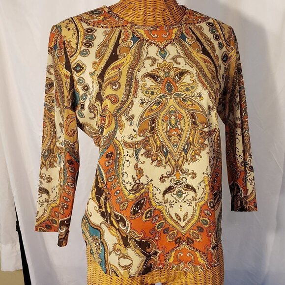 Ladies TANJAY Paisley Blouse in Fall Colors - S - Picture 1 of 4